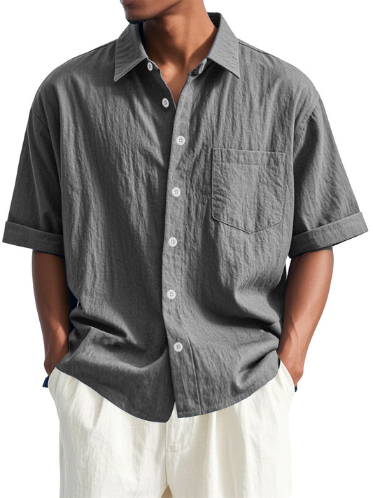 Stylish Pleated Short Sleeve Shirt